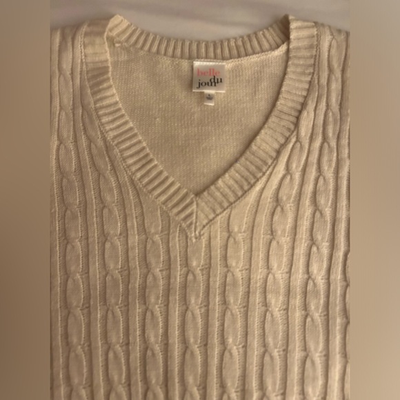 3/$15 Belle du Jour Sweater Vest Cable Knit Sleeveless V-Neck Size Medium - Picture 4 of 6